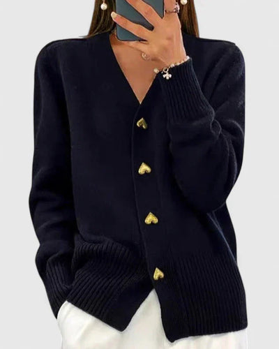 Hélyssia™ | Heart Button Cardigan – Classic Knit