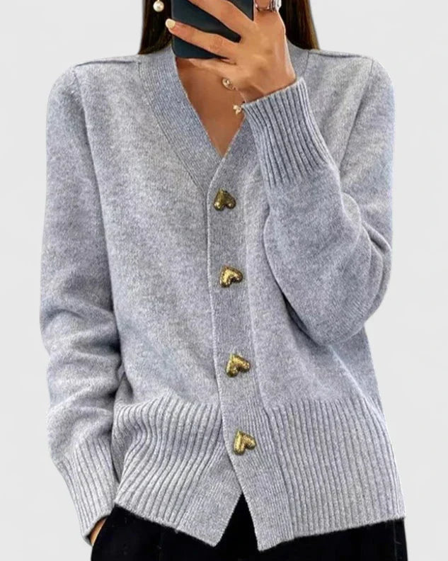 Hélyssia™ | Heart Button Cardigan – Classic Knit