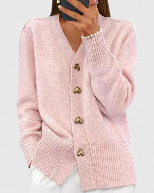 Hélyssia™ | Heart Button Cardigan – Classic Knit