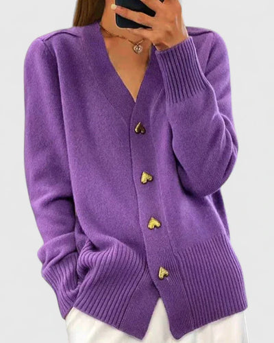 Hélyssia™ | Heart Button Cardigan – Classic Knit