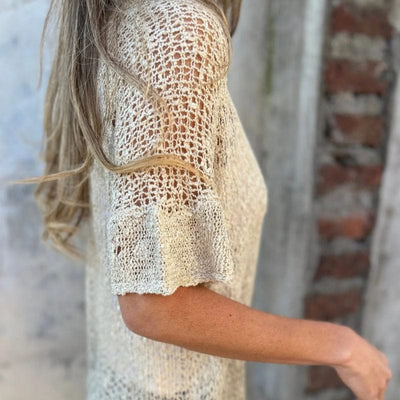 Auralina™ | Lightweight Open-Knit Button Top