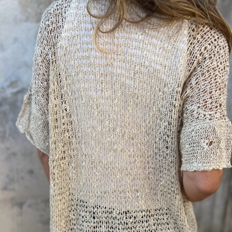 Auralina™ | Lightweight Open-Knit Button Top
