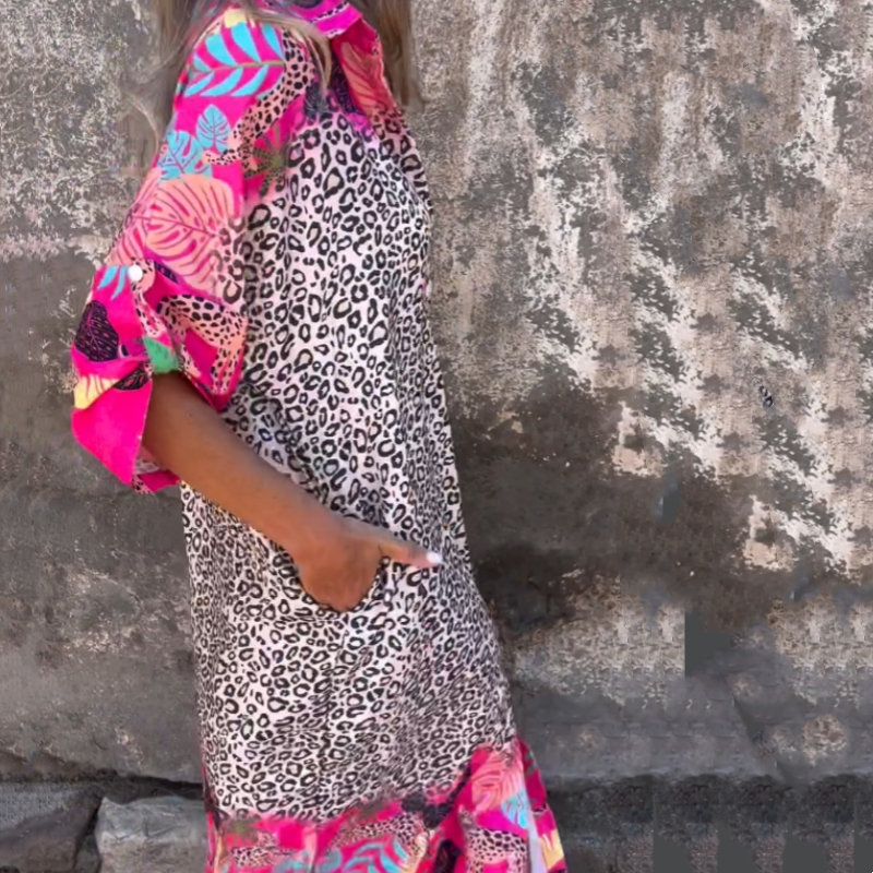 Aenora™ | Wild & Free Animal Print Shirt Dress