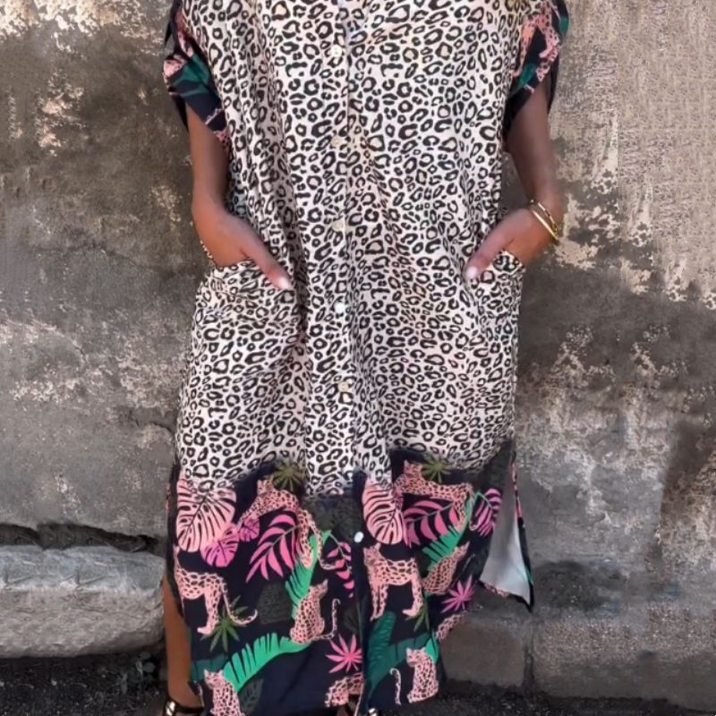 Aenora™ | Wild & Free Animal Print Shirt Dress