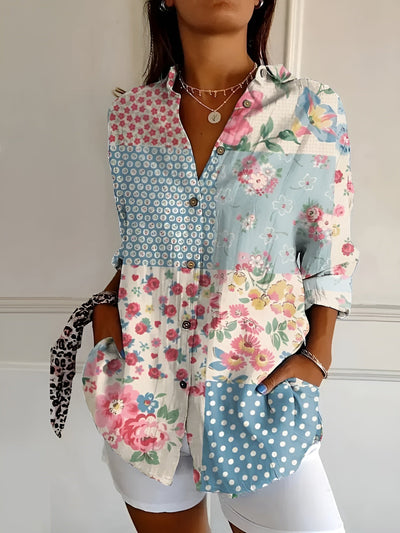 Yusra™ | Blouse with Floral Pattern and Buttons