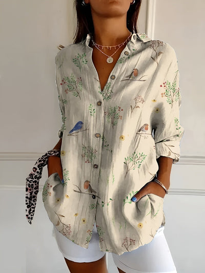 Yusra™ | Blouse with Floral Pattern and Buttons