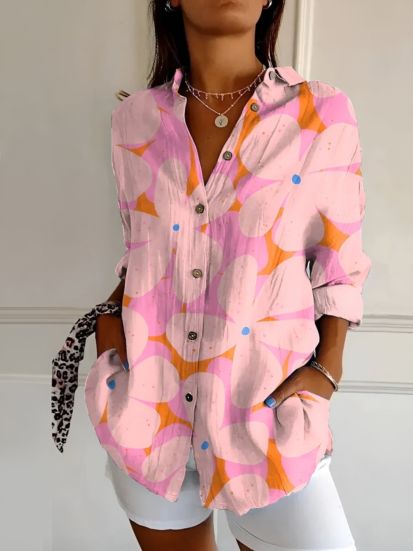 Yusra™ | Blouse with Floral Pattern and Buttons