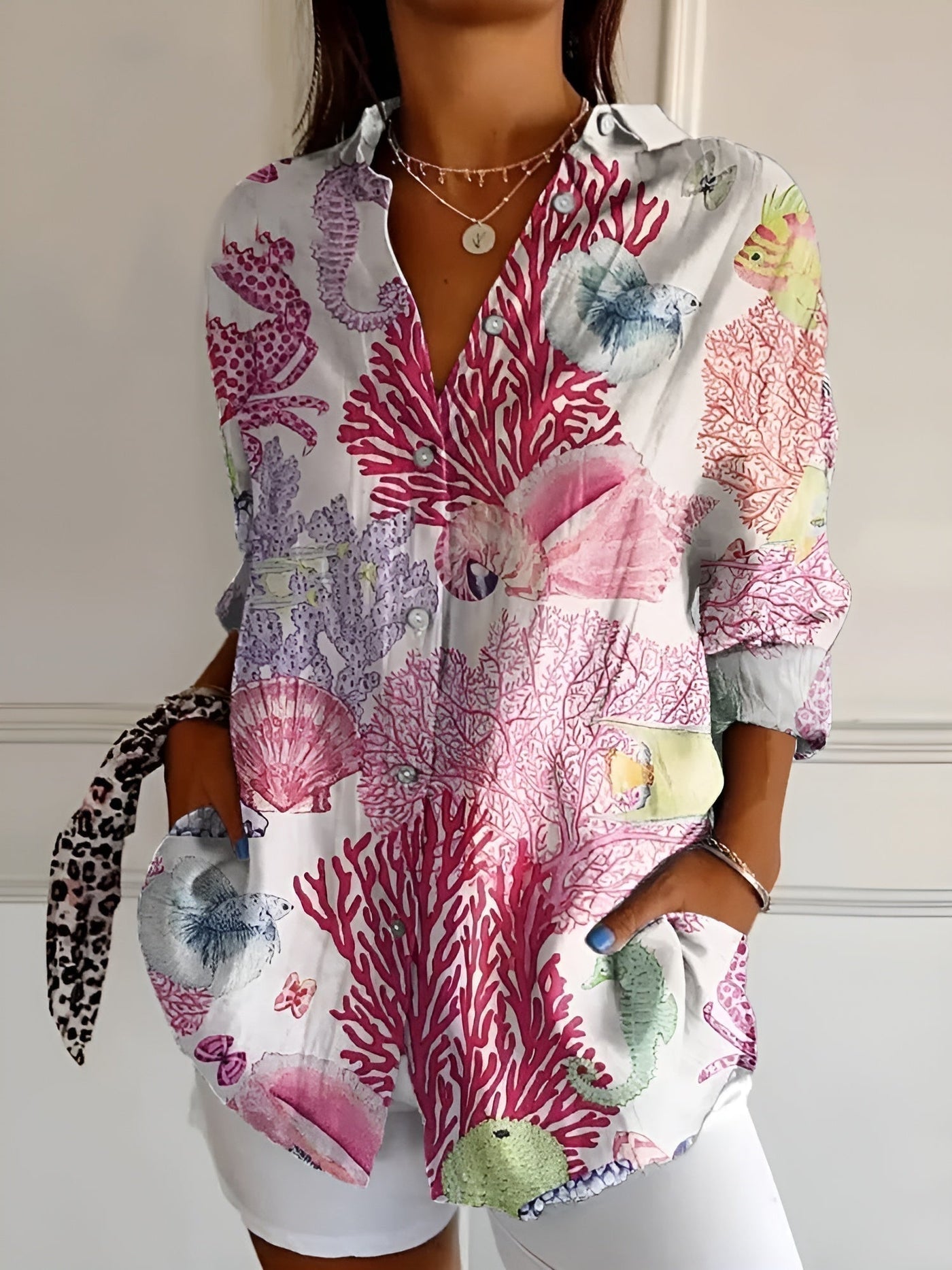 Yusra™ | Blouse with Floral Pattern and Buttons