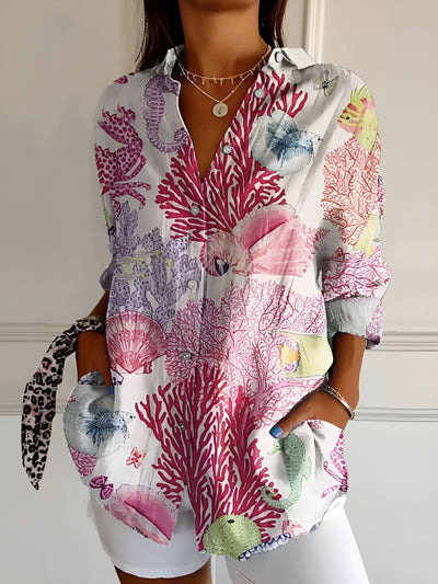 Yusra™ | Blouse with Floral Pattern and Buttons