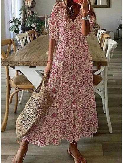 Nora™ | Boho Vintage V-Neck Summer Dress