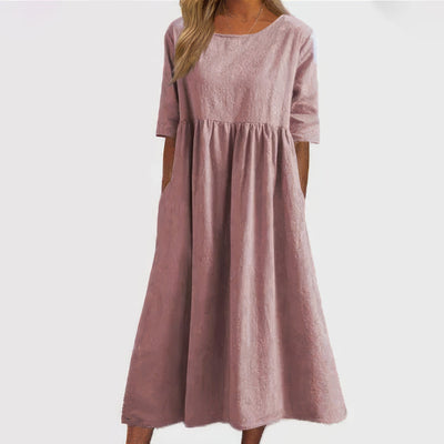 Faelyn™ | Soft Linen Babydoll Midi Dress