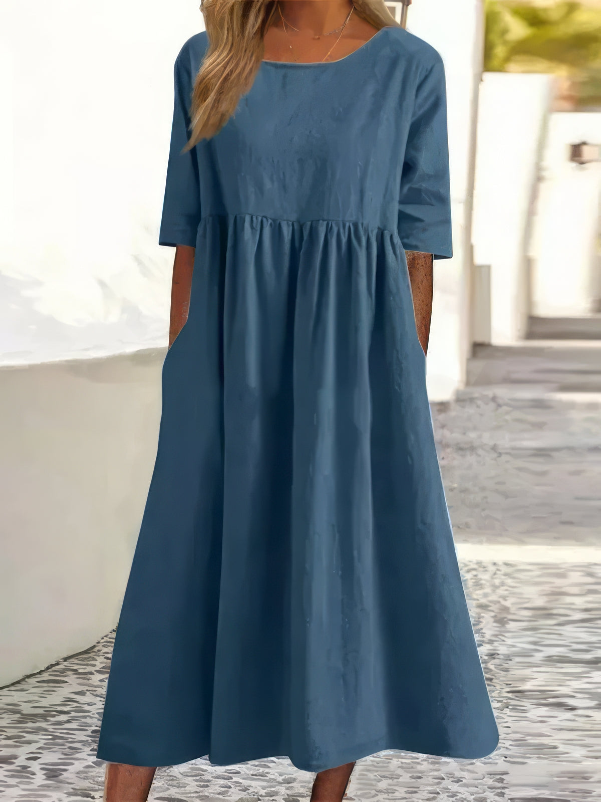 Faelyn™ | Soft Linen Babydoll Midi Dress