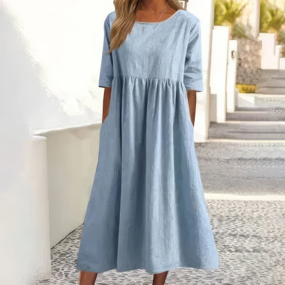 Faelyn™ | Soft Linen Babydoll Midi Dress