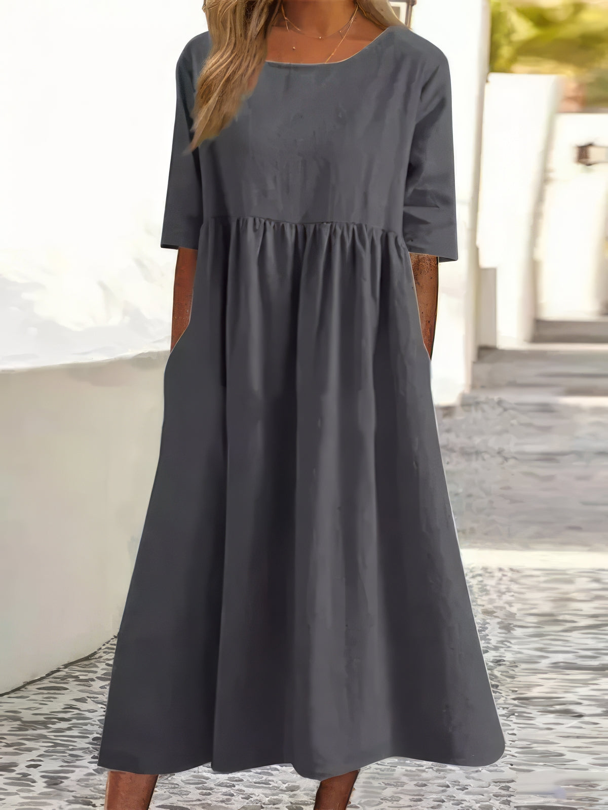 Faelyn™ | Soft Linen Babydoll Midi Dress