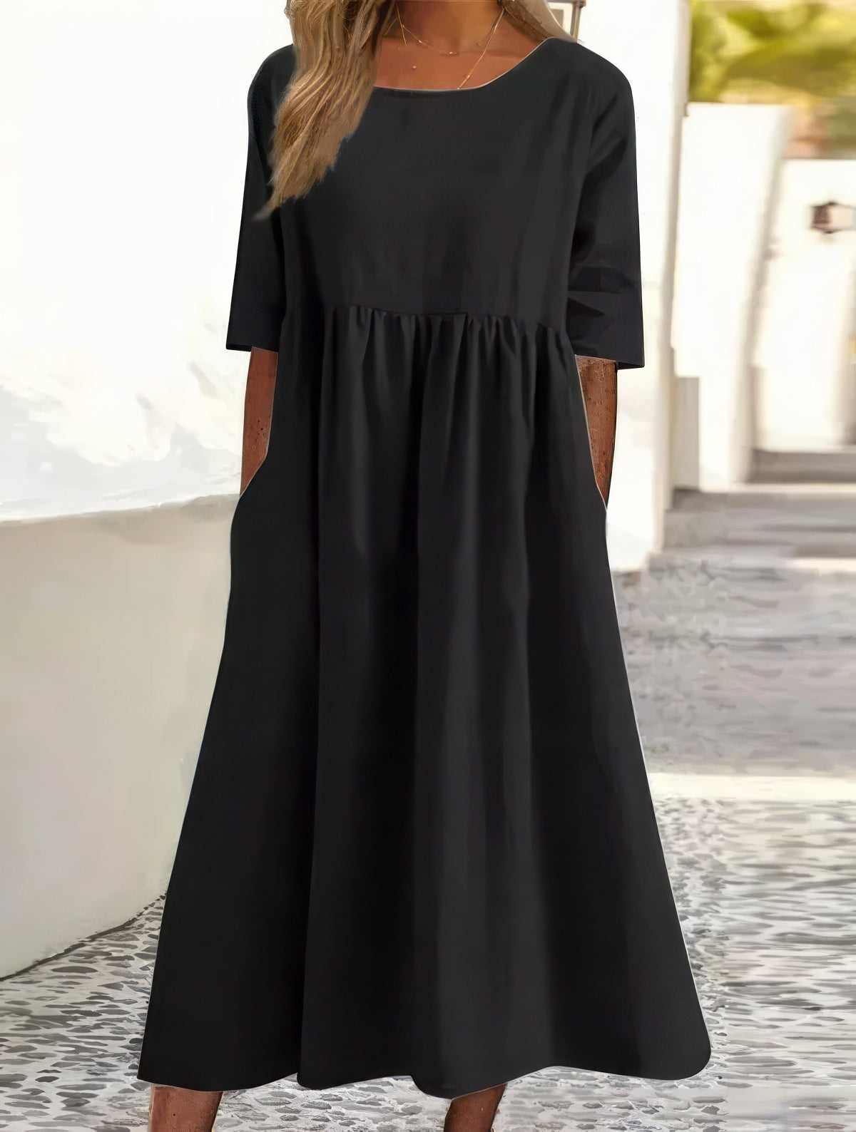 Faelyn™ | Soft Linen Babydoll Midi Dress