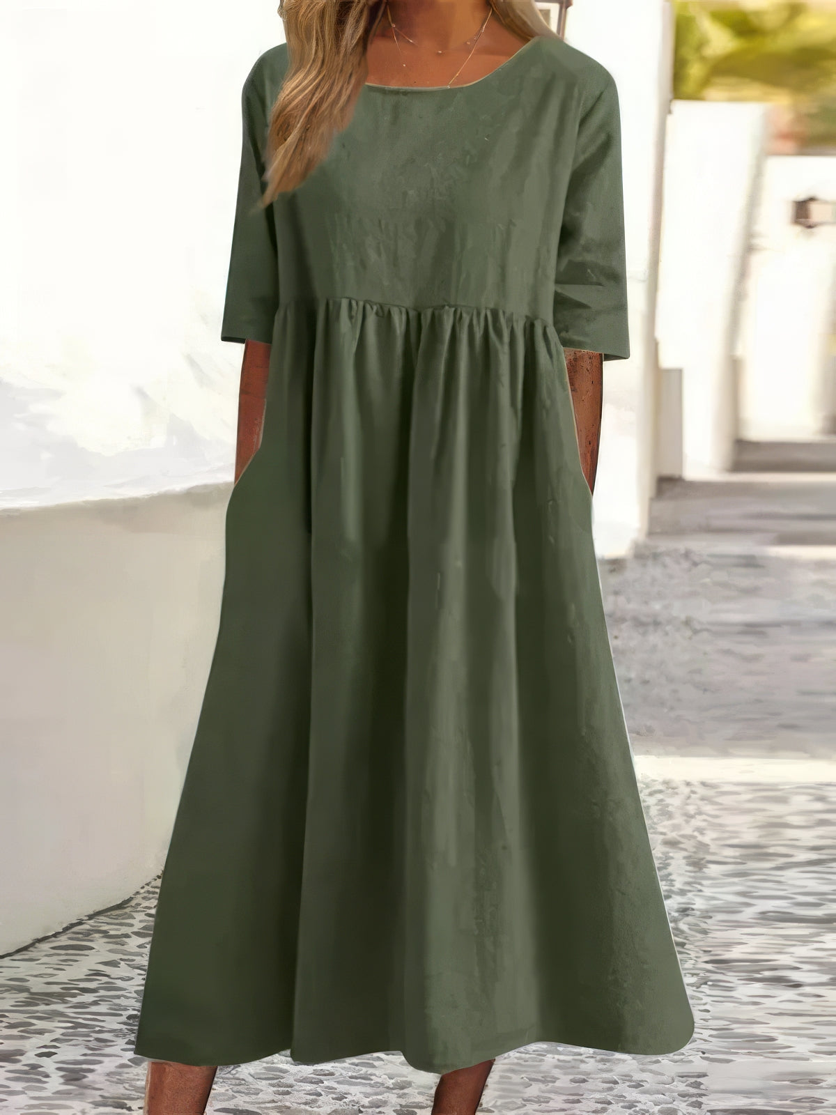 Faelyn™ | Soft Linen Babydoll Midi Dress