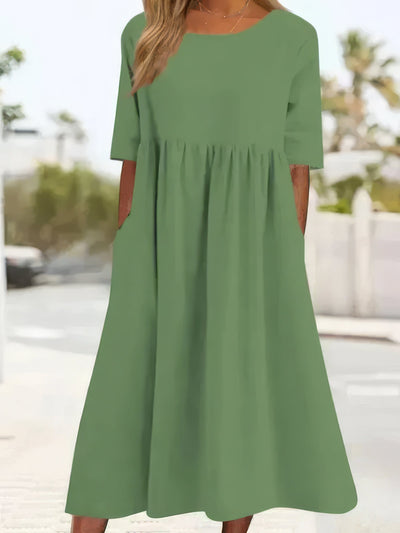 Faelyn™ | Soft Linen Babydoll Midi Dress
