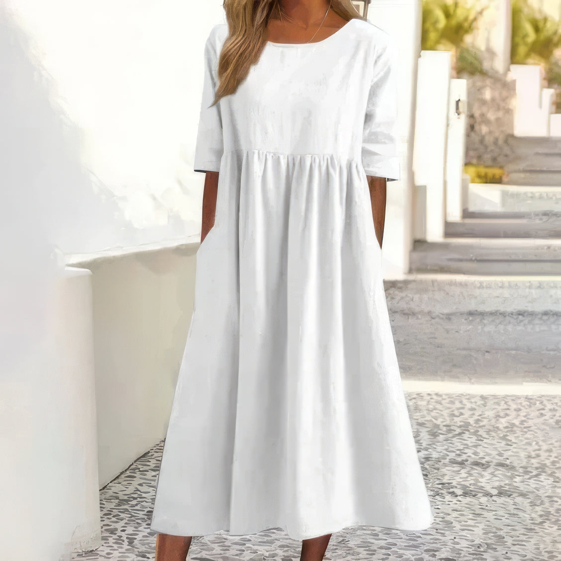 Faelyn™ | Soft Linen Babydoll Midi Dress