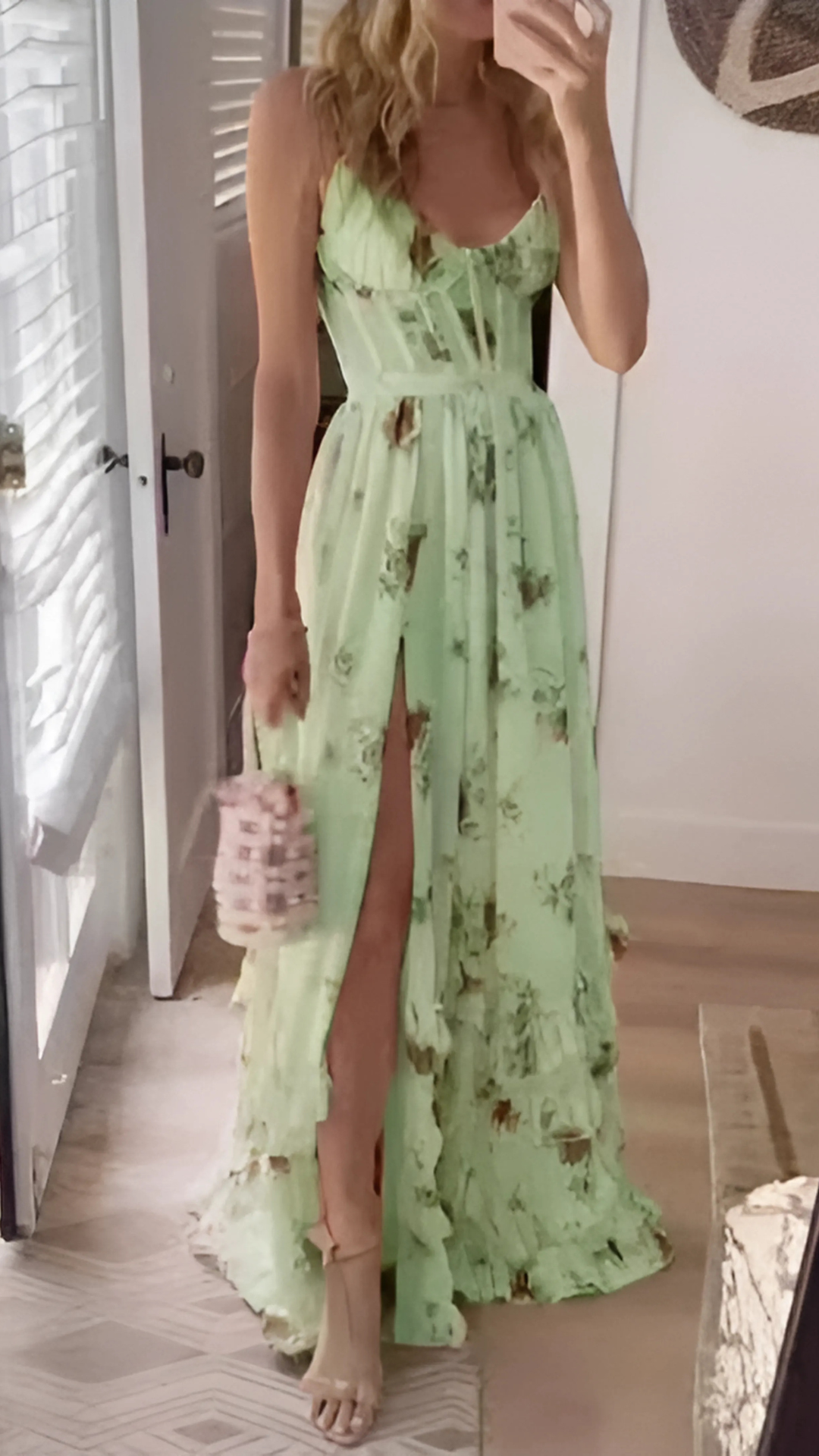 Harlène™ | Romantic Ruffle-Front Maxi Dress